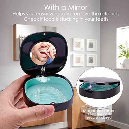 Doboli Retainer Case,Slim Aligner Mouth Guard Case Compatible with Invisalign Black