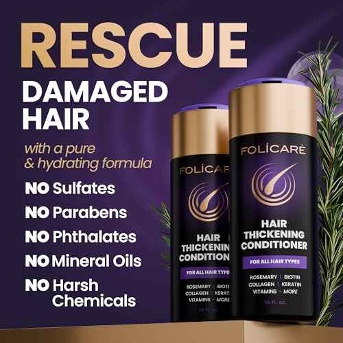 Biotin & Rosemary Thickening Conditioner ? Hair Growth & Volume for Thinning, Damaged or Curly Hair ? Deep Moisturizing, Split End Repair & Nourishing Care for Men & Women.