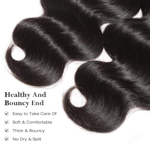 ASHINE Hair Bundles Body Wave Straight Unprocessed Cambodian Raw Hair Bundles Top Virgin Hair Weave Human Hair Bundle Natural Black Hair Extension for Women 22 Inch