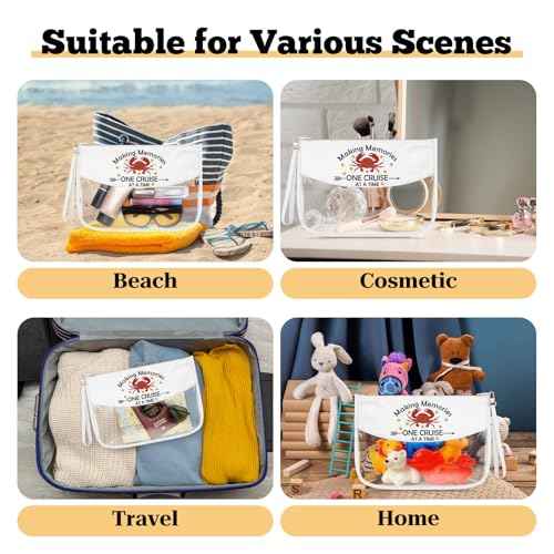 Crab Lovers Gift Cruise Clear Makeup Bag Cruise Gift Summer Beach Travel Accessories for Women Cosmetic Bag Cruise Vacation Present for Daughter Sea Animal Lover Present Toiletry Pouch for Travel