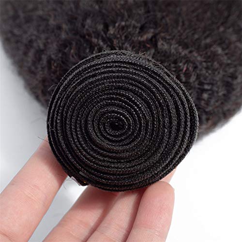 Kinky Straight Human Hair Bundles 100% Unprocessed Brazilian Remy Soft Yaki 3 Bundles Human Hair (12 14 16 Inch)