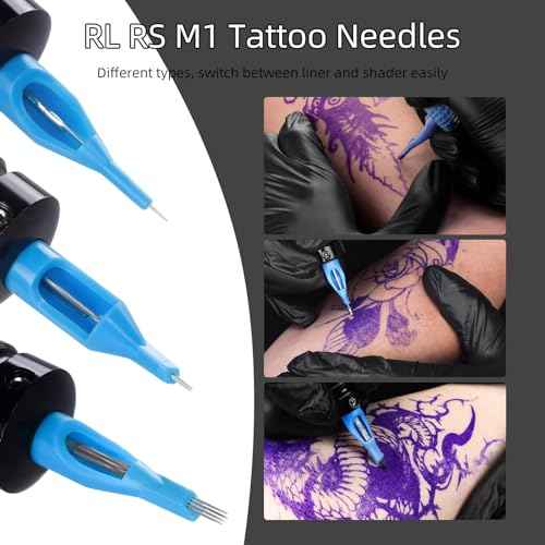 Tattoo Needles & Tips Set, ATOMUS 50pcs Disposable Mixed Tattoo Needles + 50pcs Assorted Tattoo Needles Tips, 5pcs of each-3rl 5rl 7rl 9rl 3rs 5rs 7rs 9rs 5m1 7m1 3RT 5RT 7RT 9RT 3DT 5DT