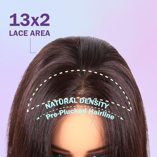 Short Straight Wigs Human Hair,13X2 HD Lace Frontal Wigs 12A 100% Brazilian Remy Human Hair Wig for Women, Natural Color 12 Inch