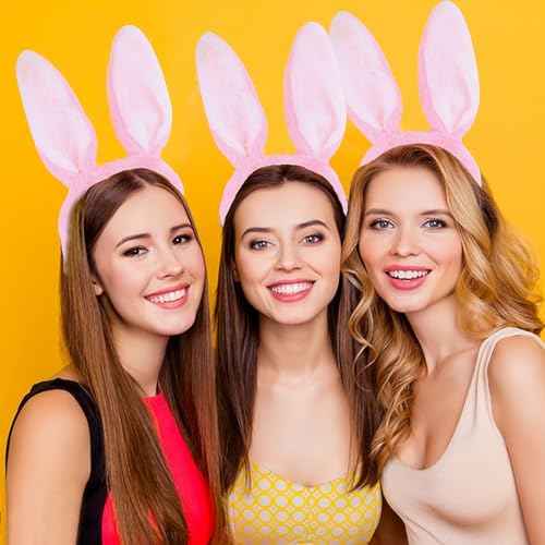 SARATA Rabbit Ears Bunny Hairbands Easter Bunny Ears Headband Plush Hairband Bunny Ears Hair Bands for Kids Girls Party
