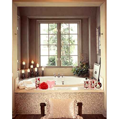 Mothers Day Gifts, Spa Baskets for Women Bath and Body Basket for Women, Includes Love of Rose Shower Gel, Bubble Bath, Body Lotion, Bath Salt, Red Bath Puff and Heart Bath Bomb