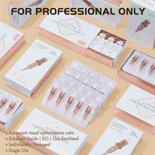 Tattoo Cartridge Needles Single Liner 0.35mm Standard Long Taper Permanent Makeup Needle 1RL Tattoo Cartridges Round Liner for Smp Professional Tattoo Machine Supply 1201RL (Clover)
