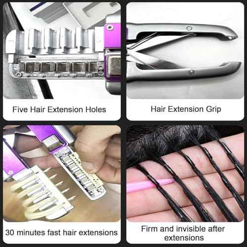 6D Hair Extensions Machine Kit, 3rd Generation 5-pin No-Trace Invisible Seamless Hair Extension Tools with Remover Tool (Machine Kit)