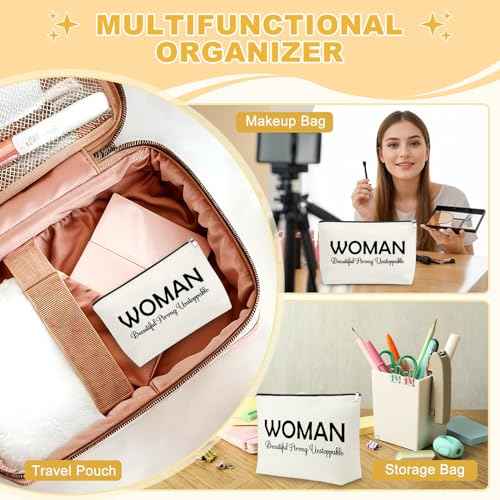Women Empowerment Gift Makeup Bag Inspirational Gifts for Women Feminist Gift Cosmetic Bag Mental Health Gifts for Female Sister Friend Motivational Christmas Birthday Present Travel Pouch