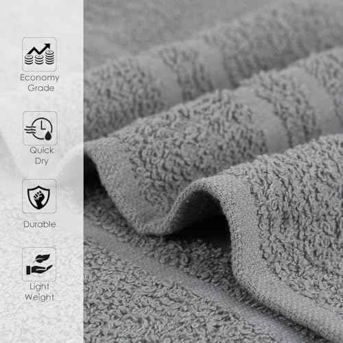 24 Pack Dark Grey Hand Towels 100% Cotton Spa Towel ? 16x27 inches Highly Absorbable Facial Towels Gym, Hair, Face, Bulk Small Towels (Not Bleach Proof)