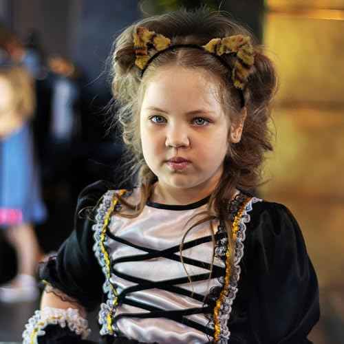 WHAVEL Leopard Cat Ears Headband Plush Cheetah Ears, Soft Furry Cat Headband Cute Halloween Headbands for Women & Girls Halloween Cosplay Party Costume Hair Accessories,6pcs