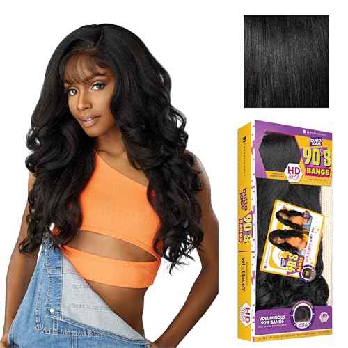 Sensationnel Butta Lace 90Sbangs Wigs - Unit 906 Glueless Wide Deep Part Synthetic Preplucked Hairline (1 JETBLACK)