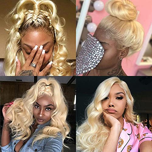 22 Inch 613 Body Wave Lace Front Wigs Human Hair Blonde Lace Front Wigs Human Hair 180 Density 613 HD Lace Frontal Wig Glueless 4x4 Closure Wigs 613 Human Hair Pre Plucked For Black Women