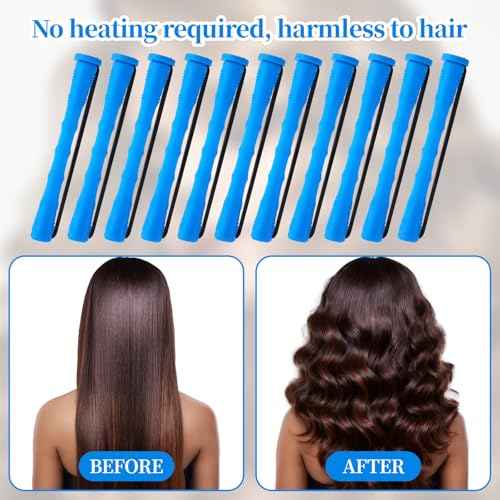 Hair Perm Rods for Short Long Hair - 20 PCS Plastic Cold Wave Rods, Small Perming Irons Hair Curling Rollers Curlers, Professional Hairdressing Styling Supplies (0.35 Inches, Blue)