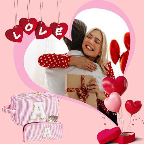 YOOLIFE Gifts for Teen Girls - Personalized Initial Makeup Bag, Birthday Gifts for Women Sister Friend Daughter Girls Kids