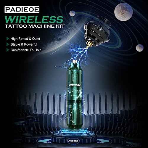 Padieoe Tattoo Kit Wireless Tattoo Machine Kit Rotary Tattoo Gun with 1,050 mAh Capacity Tattoo Power Supply Tattoo Practice Pen Kit for Beginners WTK219