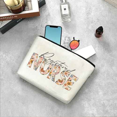 Registered Nurse Gifts RN Theme Makeup Bag For Women Zipper Organiser Cosmetic Case Pouch Nurse Weekend Christmas Nurse Gifts for Women RN Graduation Grad Gifts New Nurses