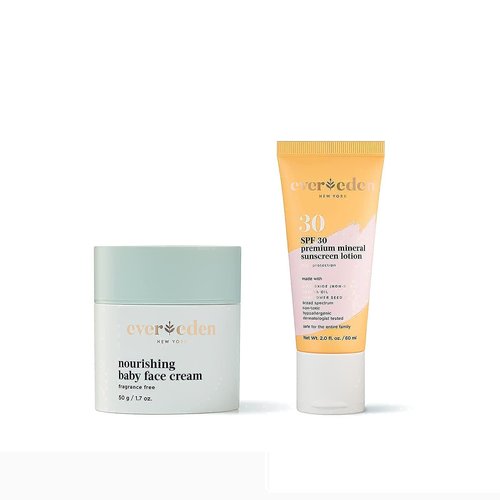 Evereden Nourishing Face Cream & Premium Sunscreen SPF 30 - Mineral Zinc Oxide, Clean Skincare, 2 in 1 Bundle - 1.7 oz Cream & 2 fl oz Sunscreen