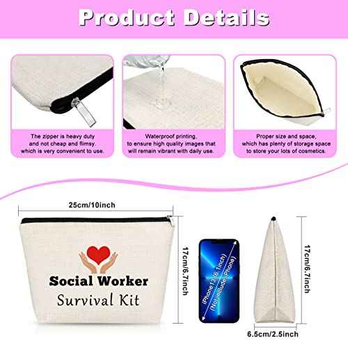 Social Worker Gift Thank You Gift for Woman Makeup Bag Social Work Appreciation Gift Cosmetic Bag Birthday Gift for Social Worker Volunteer Friends Travel Pouch Christmas Thanksgiving Day Gift