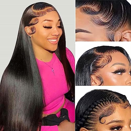 26 Inch 13X6 HD Lace Front Wigs Human Hair Pre Plucked 13x6 Straight Lace Front Wigs Human Hair Frontal Wigs for Women Human Straight Wig with Baby