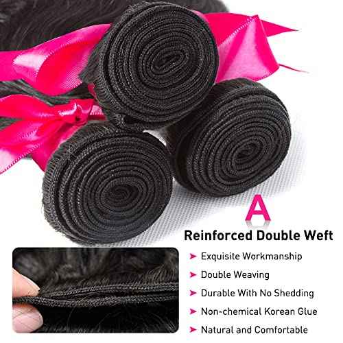 Flady Hair 10A Brazilian Body Wave Virgin Hair 3 Bundles 14 16 18inch Unprocessed Virgin Human Hair Weave Bundles Natural Black Remy Hair