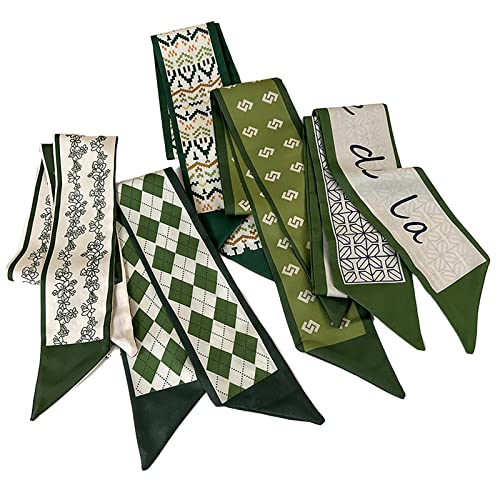NCDUANSAN Retro small silk scarf girl heart spring and summer narrow ribbon headband headband bag long scarf headdress