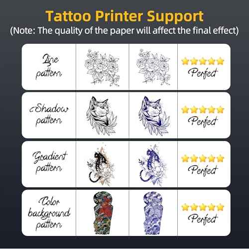 Tattoo Stencil Printer with 10 Pcs Transfer Paper, 2500mA Wireless Bluetooth Thermal Tattoo Machine, 3D Preview, Drawing Design, Tattoo Kit for Tattoo Artists & Beginners, Phone/Pc