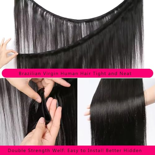 12A Human Hair Bundles Straight 100% Unprocessed Brazilian Virgin Hair Weave 4 Bundles Silky Black Hair for Black Women 12 14 16 18 Inch