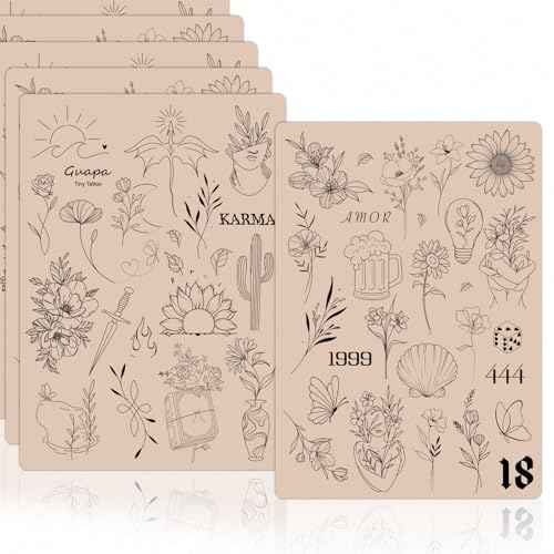 Guapa Tattoo Practice Skin 1.5mm ? Double-Sided Reusable Silicone Pad with Pre-Printed Designs ? Realistic Fake Skin for Fine Line & Micro Tattoo Training ? Beginners & Artists (3PCS Pink #18)