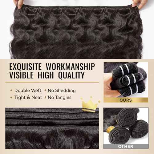 WEQUEEN Bundles Human Hair Body Wave 16A Brazilian Virgin Hair Bundles 20 Inch Thick Weave Natural Black