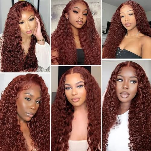 22 24 26 Inch Color #33 Bundle Reddish Brown Deep Wave Human Hair Weave 8A Brazilian Virgin Hair Mixed Length 3 Bundles #33 Loose Deep Wave Bundles Human Hair Extensions