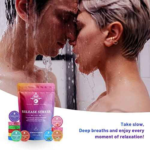 18-Pack Shower Steamers Aromatherapy, Christmas Stocking Stuffers Gifts for Women or Men, Organic Shower Bombs with Chamomile Rose Lavender Mint Watermelon Eucalyptus Essential Oil