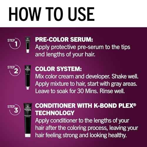 Schwarzkopf Keratin Permanent Hair Dye Cream, 1.9 Rich Caviar, Professional Quality Color for Up to 100% Gray Coverage, Bond Enforcing System