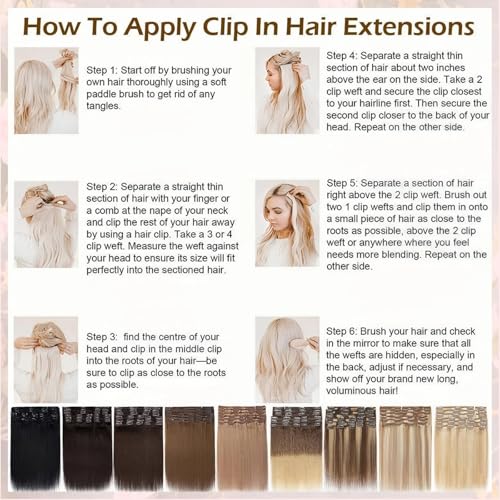 Clip In Hair Extensions Real Human Hair, Remy Human Hair Extensions 12PCS Long Soft Natural Hair piece 14-28 Inch Straight Hair Extension for Women(180g-250g 60# Platinum Blonde)