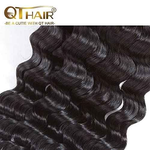 QTHAIR 16a Brazilian Loose Deep Wave Human Hair Wigs Bundles for All Women 10" 12" 14" Loose Deep Wave Human Hair Bundles Virgin Hair Extensions Loose Deep Curly Hair