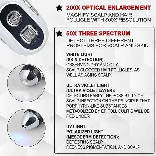Skin Diagnosis Hair Analyzer, 11 Inch 50X 200X LCD Screen Digital Skin Detector Moisture Tester Hair Skin Analyzer Rechargeable Skin Oil Moisture Magnifying Tester