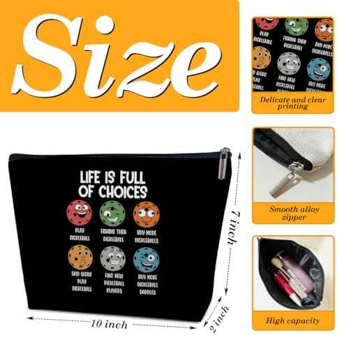 Pickleball Gifts Makeup Bag, Life is Full of Choices Cosmetic Bag for Purse, Pickleball Accessories Women, Birthday Gifts for Dickleball Lover Female Girls Her Sister Daughter