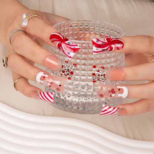 LOVFUL Press on Nails Christmas Gift | Handmade with Full Covered Crystals | Reusable Full Cover Nails | Duck Classic Regular 1.3 in | H349-S
