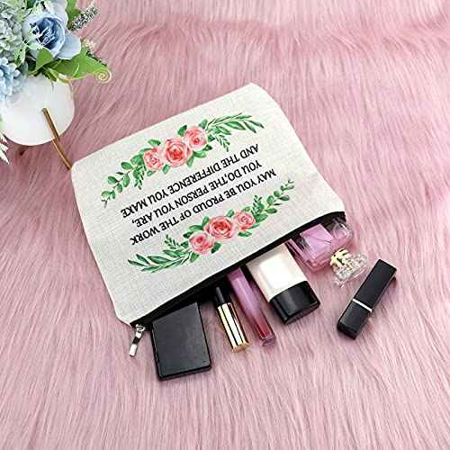 Sfodiary Thank You Gift Makeup Bag for Team Leader Coworker Inspirational Appreciation Gift for Employee Boss Teacher Cosmetic Bag Going Away Retirement Gift for Friends Social Worker Travel Pouch