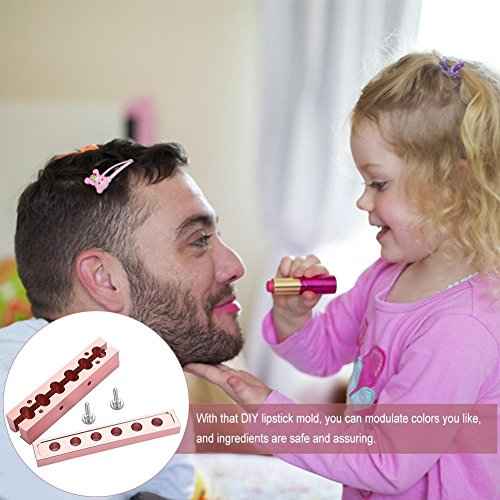 DIY Lipstick Mold With Stripper, 2/4/6 Cavities 12.1 Aluminum Alloy Rose Gold Dual Uses Lip Balm Maker Tool (6 Holes)