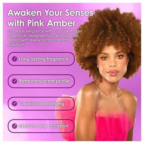 CANDIE'S Pink Amber Fragrance Mist - Sweet, Long-Lasting Perfume for Women, Luxurious All-Day Freshness, Ideal Body Cologne for Ladies, Feminine Scent, Lasts All Day, Must-Have Fragrance, 8.4 fl oz