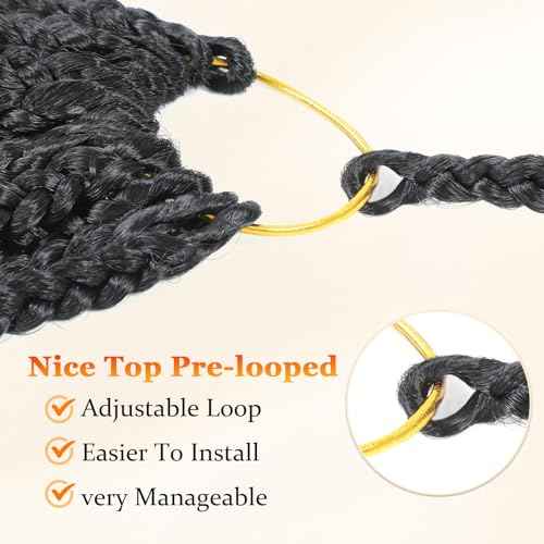 Goddess BoxBraids Crochet Hair 10'' Boho Crochet BoxBraids With Curly Ends,9 Packs Bohomian BoxBraids Crochet Hair For Black Women Pre Looped BoxBraids Crochet Hair (10'',1B/30/27)