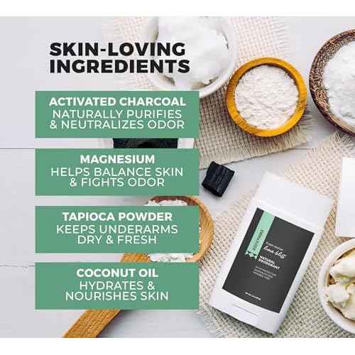 Rustic MAKA Natural Deodorant, Luna Bliss, Aluminum Free, Paraben Free, Baking Soda Free, Deodorant for Women, Activated Charcoal + Magnesium, Cruelty-Free, 3-Pack