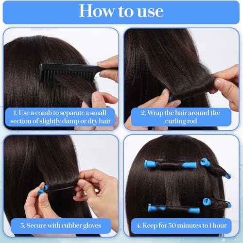 30 Pcs Perm Rods For Short Hair Plastic Cold Wave Rods Hair Curling Rollers Curling Roller Perm Rod Small Hair-Rollers for DIY Styling (Blue, 0.47 Inches)