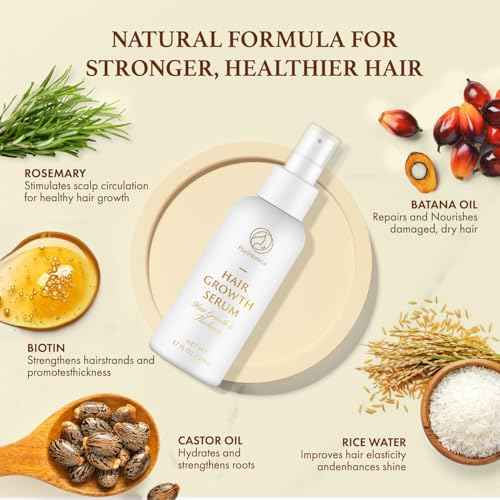 Hair Growth Serum: Rosemary Batana Castor Oil Rice Water Biotin Hair Oils for Hair Growth - Hair Growth Thickening Product - Hair Loss Treatments for Women Men(50 ML)