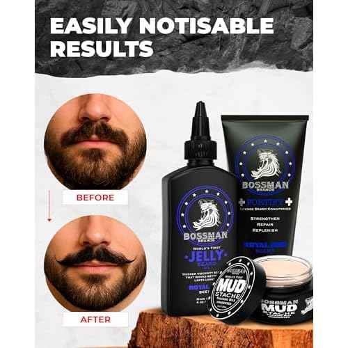 Bossman Complete Beard Kit ? Men's Beard Oil Jelly, Fortifying Shower Conditioner, Balm, Mustache Wax & Comb ? Beard Softener & Grooming Care ? Men Gift Set (Magic Scent)