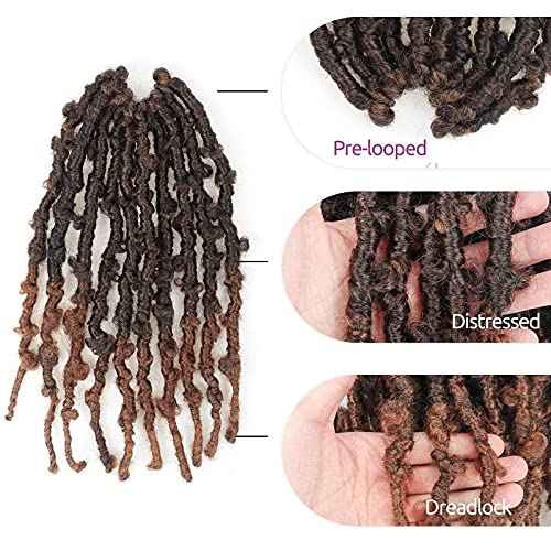 TOYOTRESS Butterfly Locs Crochet Hair - 10 inch 8 Pcs Pre-twisted Distressed Crochet Braids Pre-looped Synthetic Braiding Hair Extensions (10 Inch,T30)