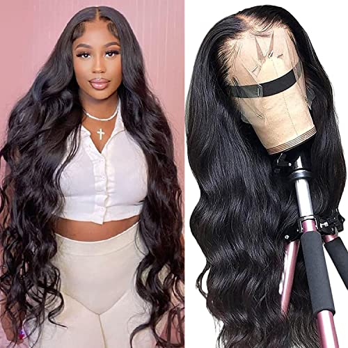Body Wave Lace Front Wigs Human Hair 180% Density 13x4 HD Lace Frontal wigs Human Hair 30 Inch Transparent Lace Glueless Wigs Pre Plucked with Baby Hair