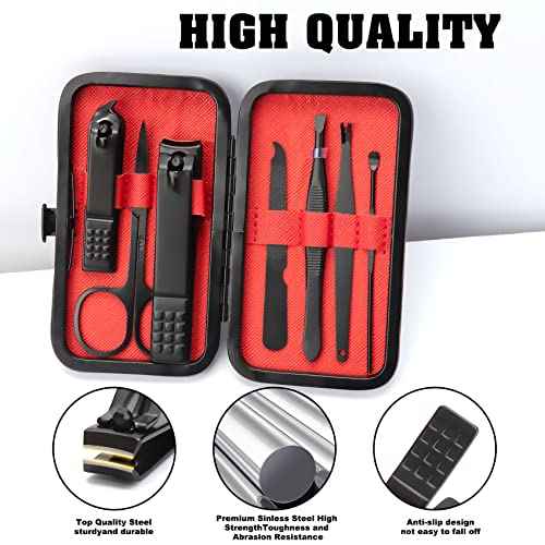 Manicure Set 7 In 1 Stainless Steel Nail Kit Manicure Kit Gifts for Dad Gifts for Christmas Nail Clippers for Men Gift Under 5 Dollars Nails Tools with Travel Case Mens Stocking Stuffers