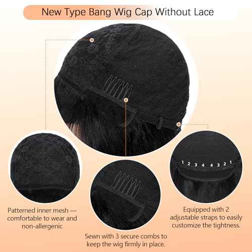 Black Bob Wigs Human Hair Short Wig with Bangs Straight Wigs Human Hair Glueless Wear and Go 150% Density Wigs for Women Daily Use 14 Inch