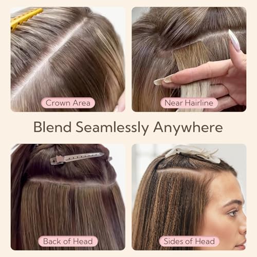 HOTBANANA Invisi Edge Tape in Hair Extensions Human Hair, 18inch 50g 20pcs Balayage Dark Brown Mixed Chestnut Brown Invisible Tape in Extensions Straight Seamless Real Remy Hair Injected